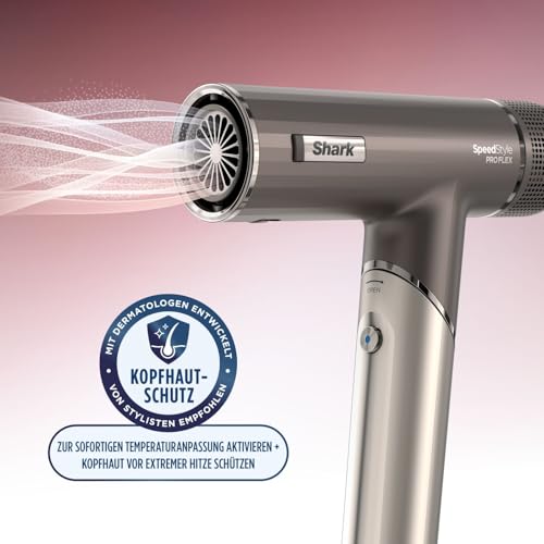 Shark SpeedStyle Pro Flex Haartrockner faltbar mit Kopfhautschutz 4 Aufsätze leicht ohne Hitzeschäden HD542EU