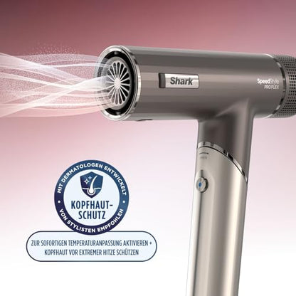 Shark SpeedStyle Pro Flex Haartrockner faltbar mit Kopfhautschutz 4 Aufsätze leicht ohne Hitzeschäden HD542EU