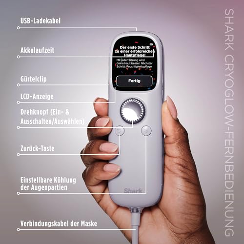 Shark CryoGlow LED Gesichtsmaske mit Augen-Kühlung Anti-Aging Akne Lichttherapie Rot Blau Infrarot USB-C FW312EUPL