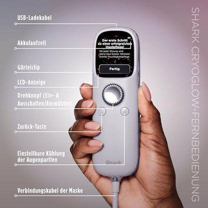 Shark CryoGlow LED Gesichtsmaske mit Augen-Kühlung Anti-Aging Akne Lichttherapie Rot Blau Infrarot USB-C FW312EUPL