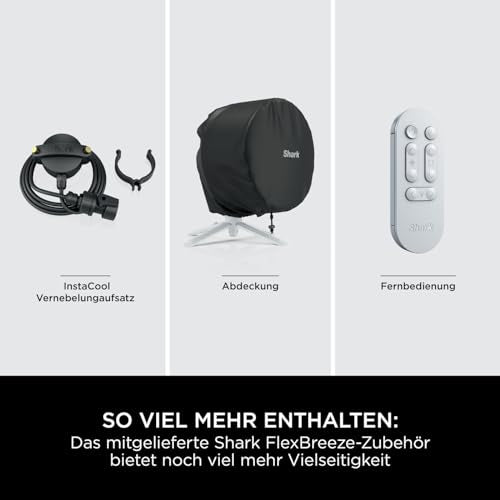 Shark FlexBreeze Ventilator leise hybrid kabelgebunden kabellos Innen Außen Akku Nebel Oszillation Fernbedienung FA220EU