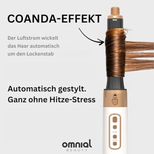 Omnial Omniair Pro 5 in 1 Haarstyler Stylingset mit 5 Aufsätzen 3 Temperaturstufen 3 Luftstärken Coldshot Funktion