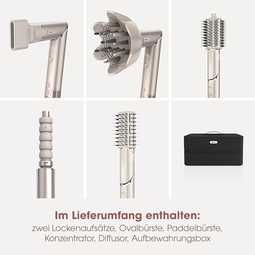 Shark FlexStyle 5 in 1 Luftstyler & Haartrockner Auto Wrap Lockenaufsatz Paddle Oval Bürste Diffusor Aufbewahrungskoffer HD446SLEU