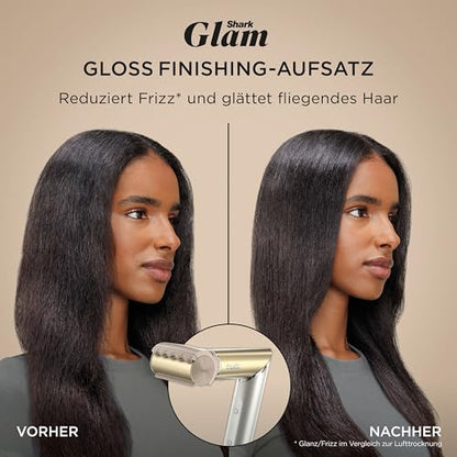 Shark Glam Multistyler & Haartrockner mit Keramik Gloss Lock Technologie 5 Aufsätze für glatte Haare Wellen Locken HD6051SEU