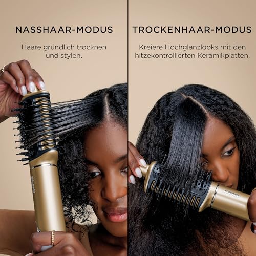 Shark Glam Multistyler & Haartrockner mit Keramik Gloss Lock Technologie 5 Aufsätze für glatte Haare Wellen Locken HD6051SEU