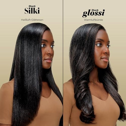Shark Glam Multistyler & Haartrockner mit Keramik Gloss Lock Technologie 4 Aufsätze für glatte Haare Wellen Locken HD6041SEU