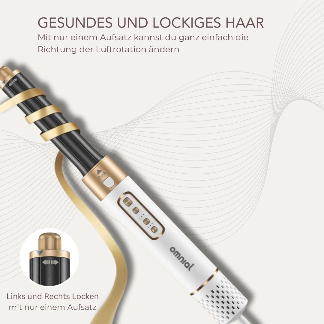 Omnial Omniair Pro 5 in 1 Haarstyler Stylingset mit 5 Aufsätzen 3 Temperaturstufen 3 Luftstärken Coldshot Funktion