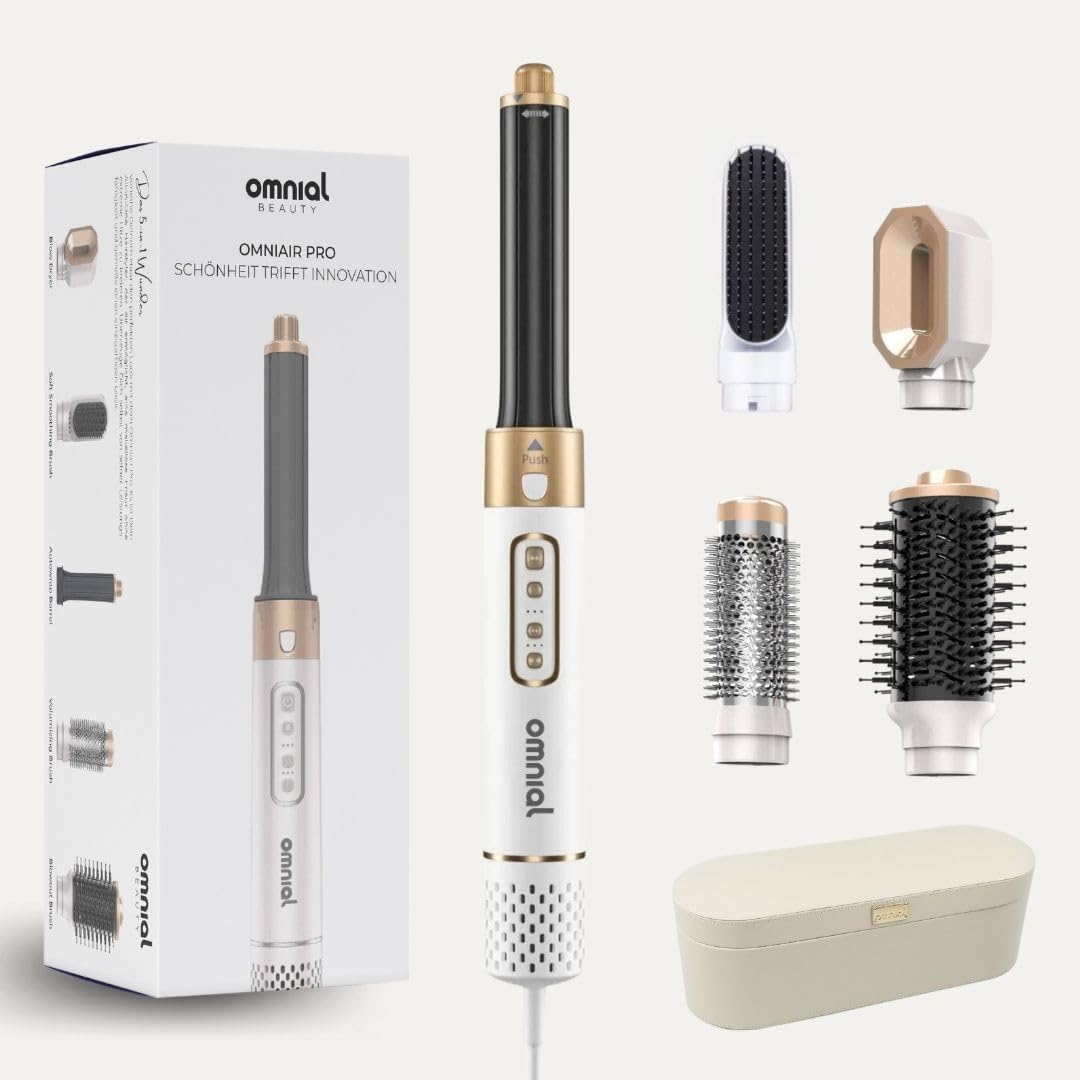 Omnial Omniair Pro 5 in 1 Haarstyler Stylingset mit 5 Aufsätzen 3 Temperaturstufen 3 Luftstärken Coldshot Funktion