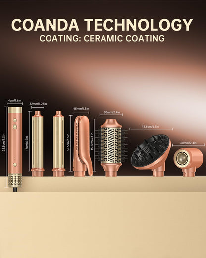 webeauty 7 in 1 Airstyler Dual Spannung 110000 U min Ionen Föhn Auto Lockenstab Warmluftbürste Diffusor Multistyling