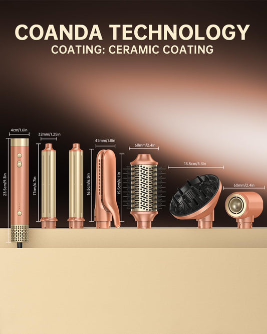 webeauty 7 in 1 Airstyler Dual Spannung 110000 U min Ionen Föhn Auto Lockenstab Warmluftbürste Diffusor Multistyling