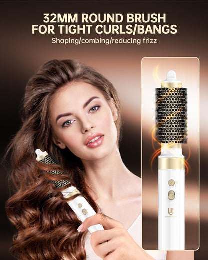 webeauty 6 in 1 Airstyler Dual Voltage 110000 U min Ionen Föhn Warmluftbürste Air Lockenstab Weiß 100 240V
