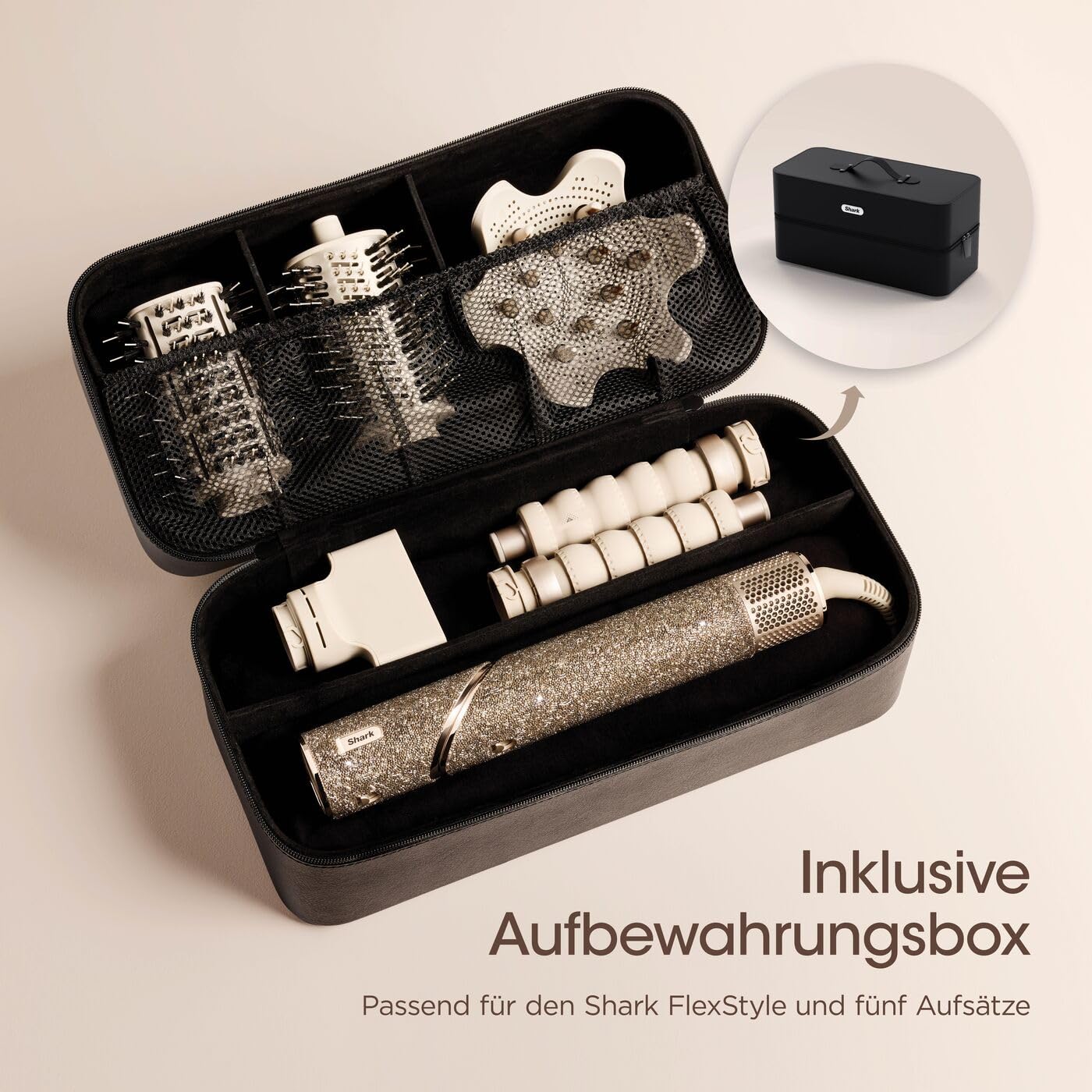 Shark FlexStyle Sparkle Limited Edition 5 in 1 Haarstyler & Haartrockner Gold Diamond Lockenaufsatz Diffusor HD446JSEU