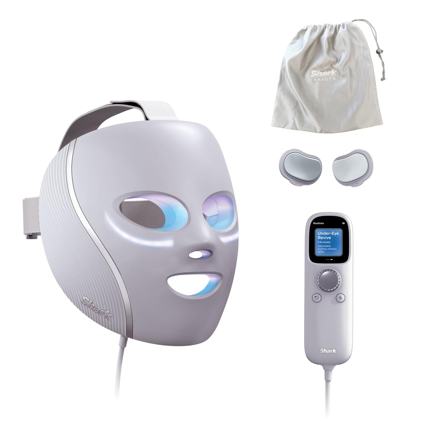 Shark CryoGlow LED Gesichtsmaske mit Augen-Kühlung Anti-Aging Akne Lichttherapie Rot Blau Infrarot USB-C FW312EUPL