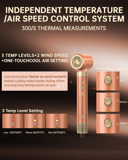 webeauty 7 in 1 Airstyler Dual Spannung 110000 U min Ionen Föhn Auto Lockenstab Warmluftbürste Diffusor Multistyling