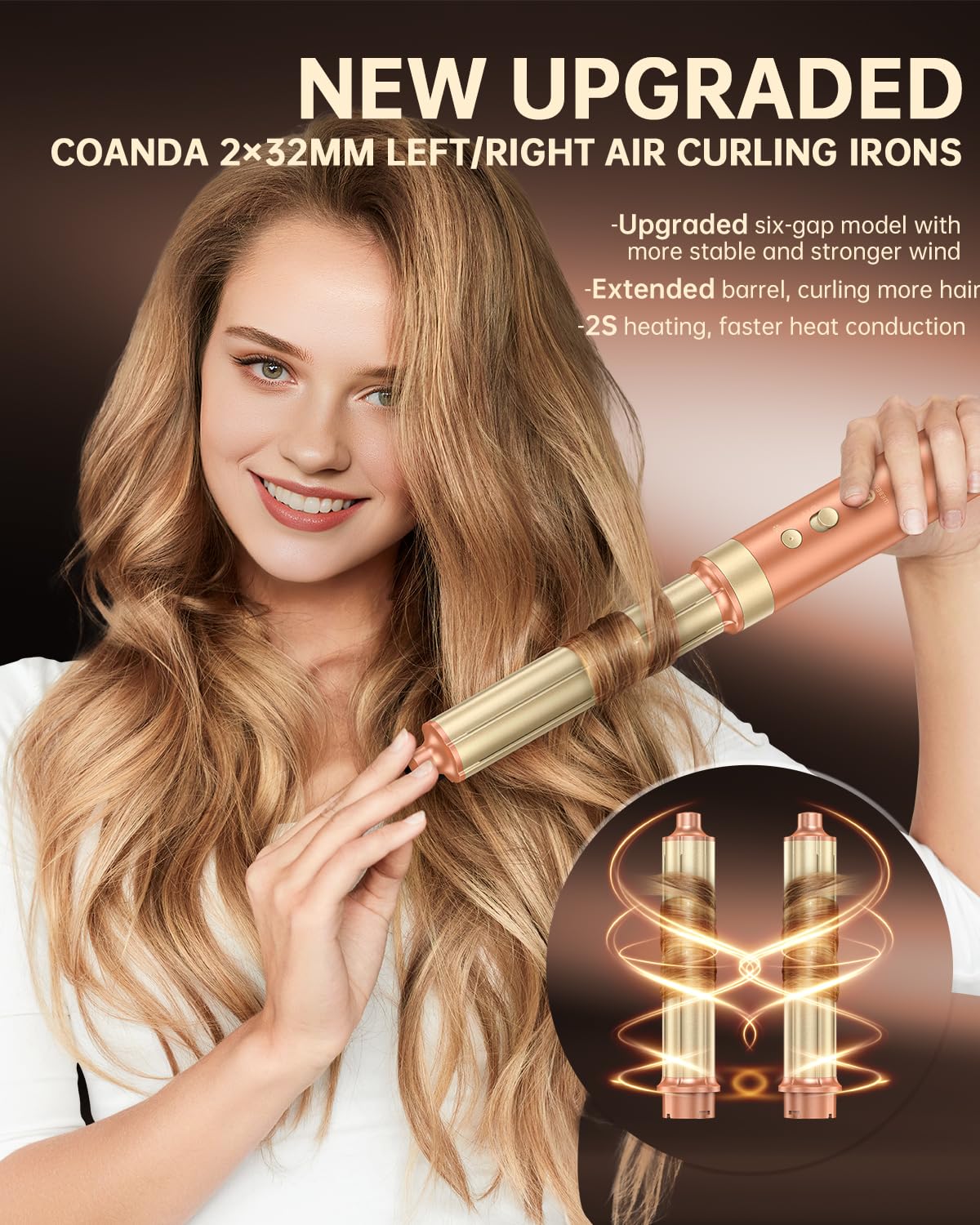 webeauty 7 in 1 Airstyler Dual Spannung 110000 U min Ionen Föhn Auto Lockenstab Warmluftbürste Diffusor Multistyling