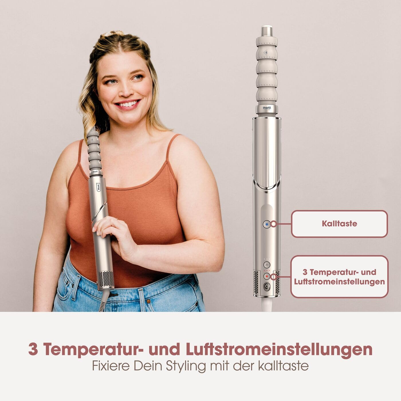 Shark FlexStyle 3 in 1 Luftstyler & Haartrockner Auto Wrap Lockenaufsatz Ovalbürste Konzentrator ohne Hitzeschäden HD426SLEU