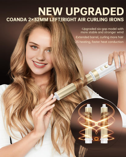 webeauty 6 in 1 Airstyler Dual Voltage 110000 U min Ionen Föhn Warmluftbürste Air Lockenstab Weiß 100 240V