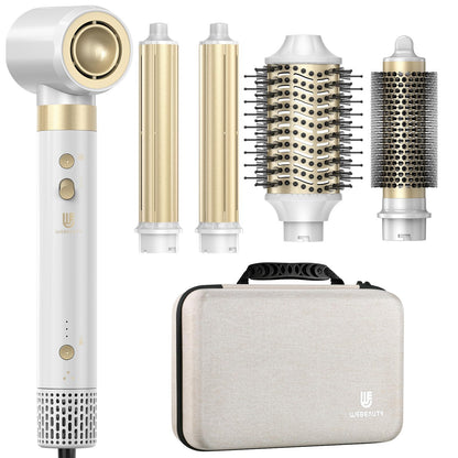 webeauty 6 in 1 Airstyler Dual Voltage 110000 U min Ionen Föhn Warmluftbürste Air Lockenstab Weiß 100 240V