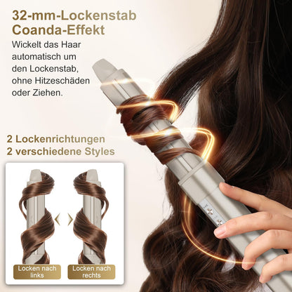 7MAGIC 6 in 1 Airstyler Haarstyler Auto Wrap Lockenstab Ionen Föhn Rundbürste Glätteisen Reisen Champagnergold