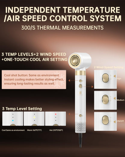 webeauty 6 in 1 Airstyler Dual Voltage 110000 U min Ionen Föhn Warmluftbürste Air Lockenstab Weiß 100 240V