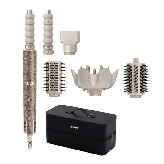 Shark FlexStyle Sparkle Limited Edition 5 in 1 Haarstyler & Haartrockner Gold Diamond Lockenaufsatz Diffusor HD446JSEU