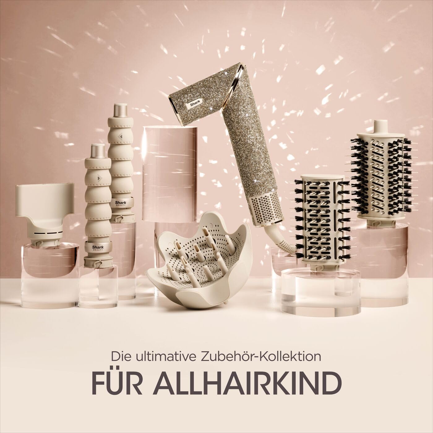 Shark FlexStyle Sparkle Limited Edition 5 in 1 Haarstyler & Haartrockner Gold Diamond Lockenaufsatz Diffusor HD446JSEU