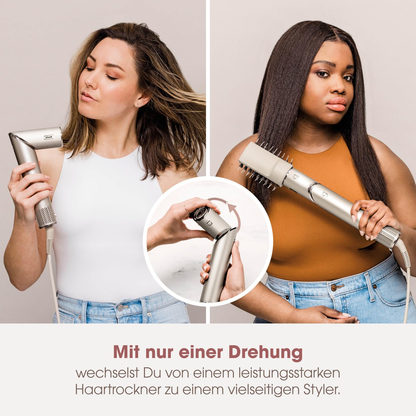 Shark FlexStyle 5 in 1 Luftstyler & Haartrockner Auto Wrap Lockenaufsatz Paddle Oval Bürste Diffusor Aufbewahrungskoffer HD446SLEU
