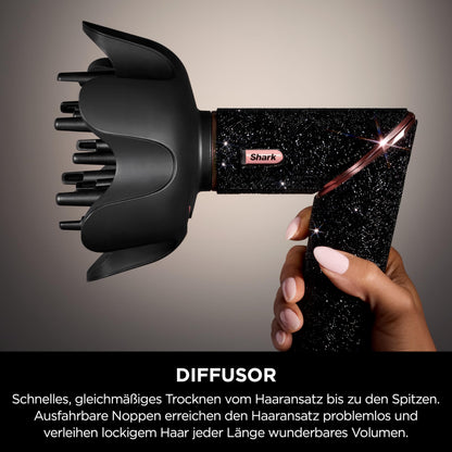 Shark FlexStyle Sparkle Limited Edition 5 in 1 Haarstyler & Haartrockner Black Diamond Lockenaufsatz Diffusor HD446JBEU