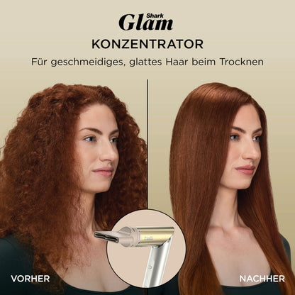 Shark Glam Multistyler & Haartrockner mit Keramik Gloss Lock Technologie 4 Aufsätze für glatte Haare Wellen Locken HD6041SEU