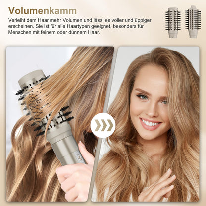 7MAGIC 6 in 1 Airstyler Haarstyler Auto Wrap Lockenstab Ionen Föhn Rundbürste Glätteisen Reisen Champagnergold