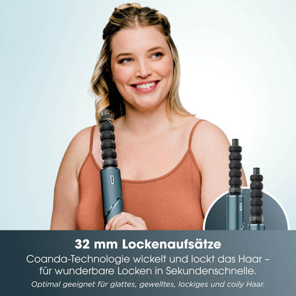Shark FlexStyle 5 in 1 Haarstyler & Haartrockner Limited Edition Teal Lockenaufsätze Ovalbürste Finishing Aufsatz HD456TLEU