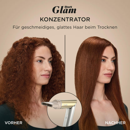 Shark Glam Multistyler & Haartrockner mit Keramik Gloss Lock Technologie 5 Aufsätze für glatte Haare Wellen Locken HD6051SEU