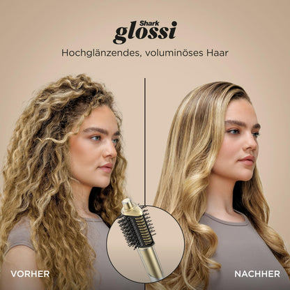 Shark Glam Multistyler & Haartrockner mit Keramik Gloss Lock Technologie 5 Aufsätze für glatte Haare Wellen Locken HD6051SEU