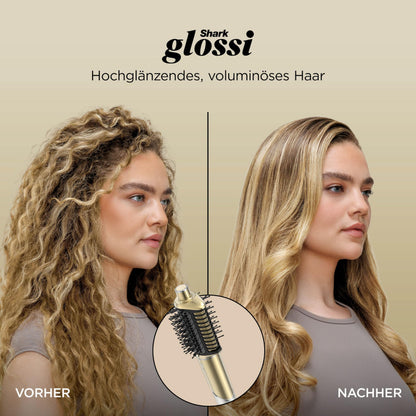 Shark Glam Multistyler & Haartrockner mit Keramik Gloss Lock Technologie 4 Aufsätze für glatte Haare Wellen Locken HD6041SEU